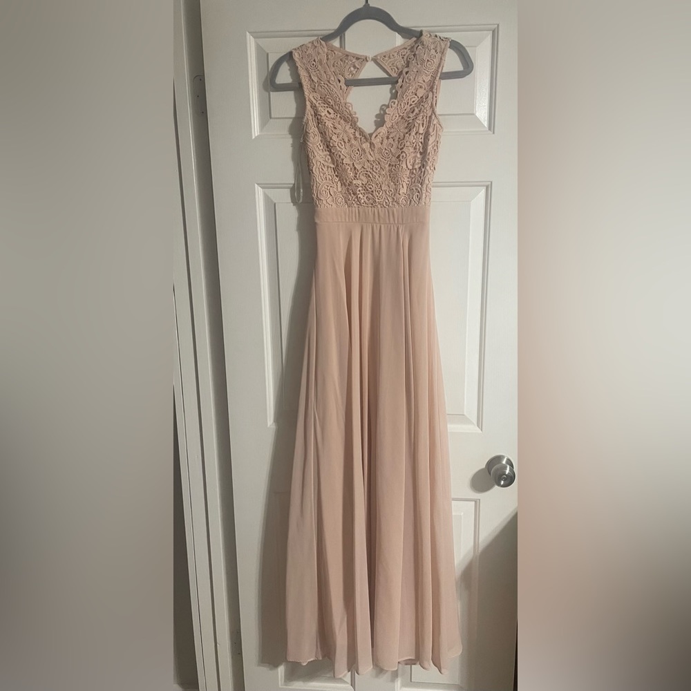 Blush pink bridesmaids dress
